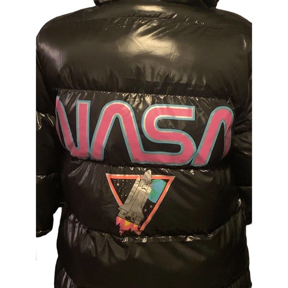 NASA Black/Hot Pink Puffer Quilted Space Jacket Chic Threads Women’s Large‎ - Picture 8 of 15